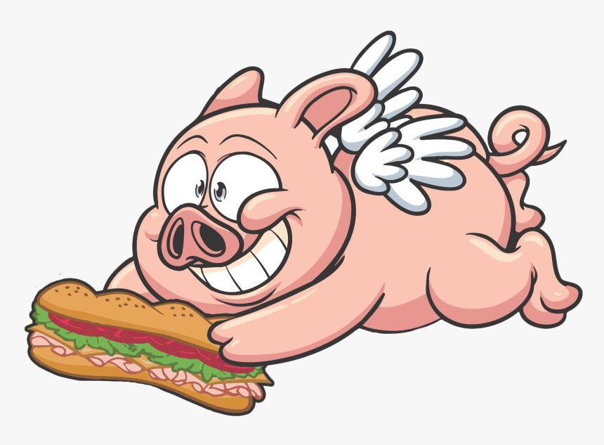 Pig Flying To Get Food Cartoon