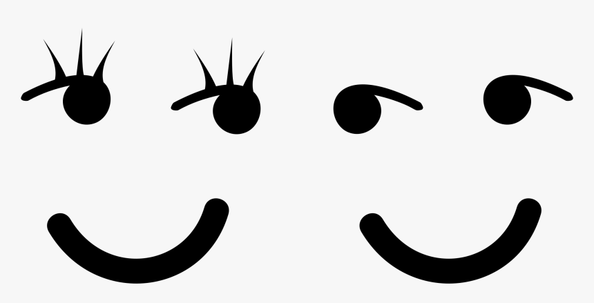 Simple Female And Male Smileys Clip Arts - Black And White Simple Smiley Face