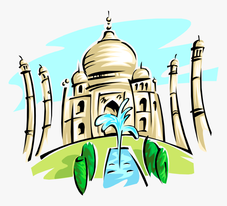 Vector Illustration Of Taj Mahal Marble Mausoleum On - Taj Mahal Clipart Png