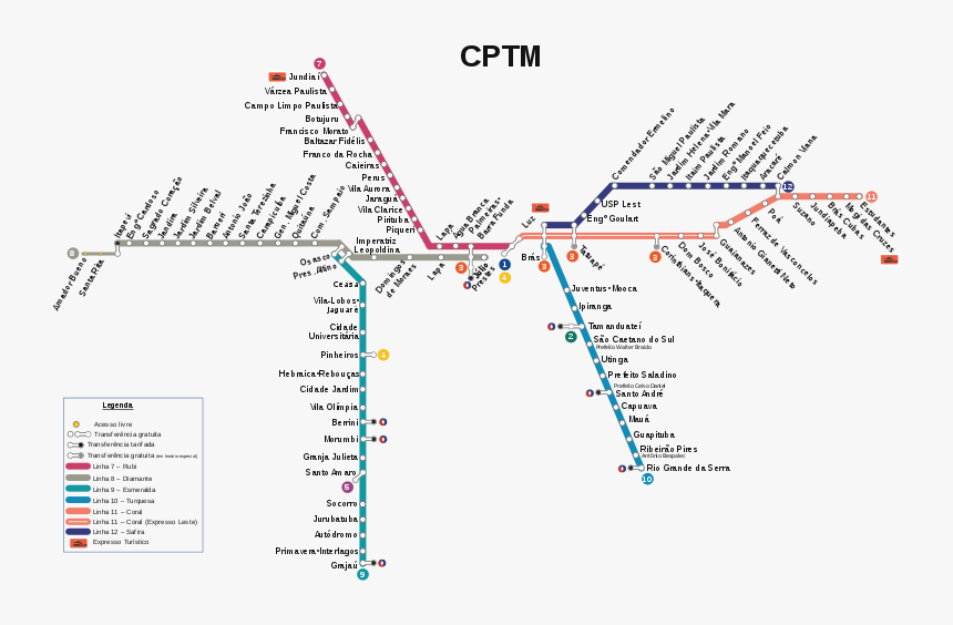 Transparent Linhas Png - Linha De Trem Cptm