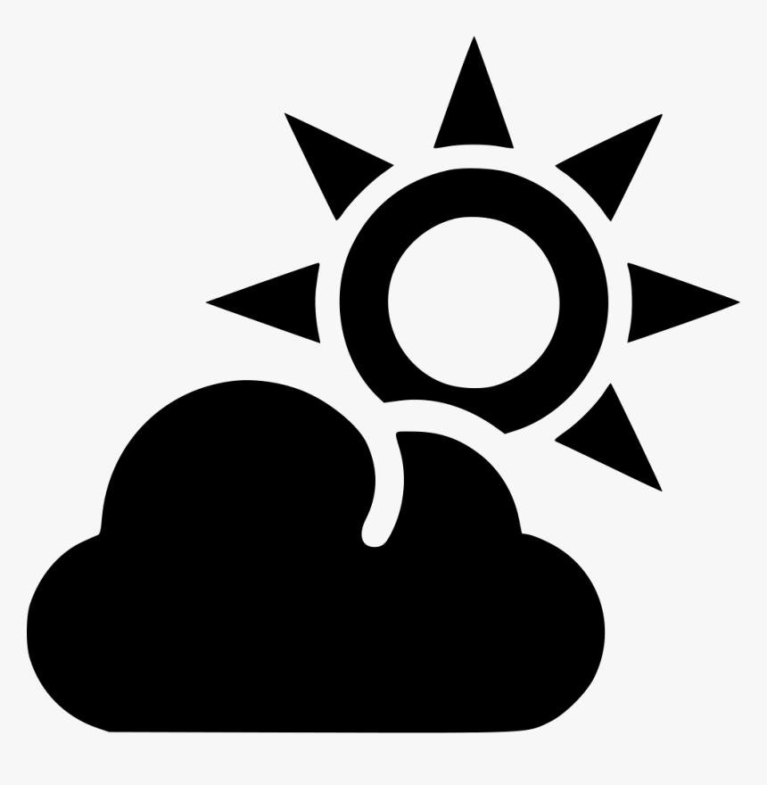 Cloud And Sun Outline - Black Sun Transparent