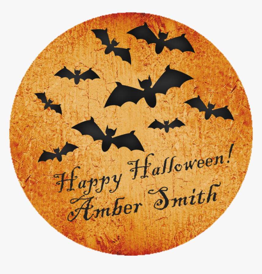 Bat Moon Happy Halloween Stickers Or Favor Tags-party - Circle