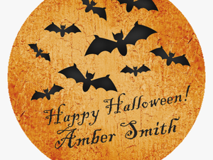 Bat Moon Happy Halloween Stickers Or Favor Tags-party - Circle