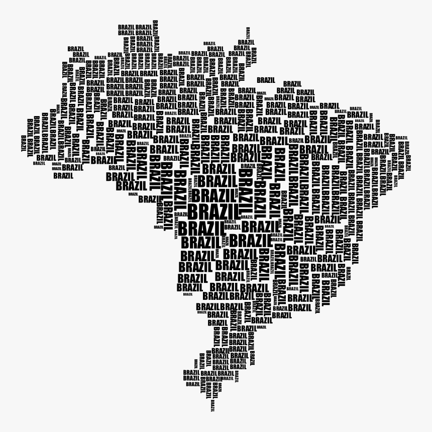 Brazil Map Typography Black - Il