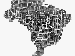 Brazil Map Typography Black - Illustration