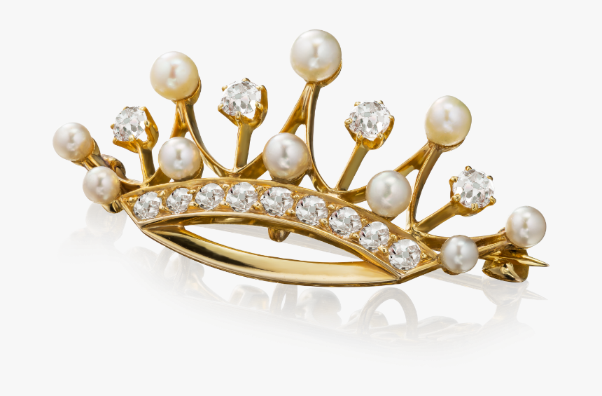 Diamond And Pearl Crown Brooch - Tiara