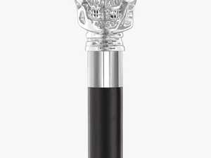 Silver-plated Chrome Skull Handle Walking Stick With - Cosmetics