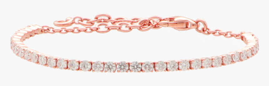 18 Ct Pink Gold Tennis Bracelet Set With White Diamonds - Bracelet