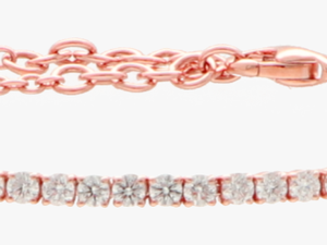 18 Ct Pink Gold Tennis Bracelet Set With White Diamonds - Bracelet