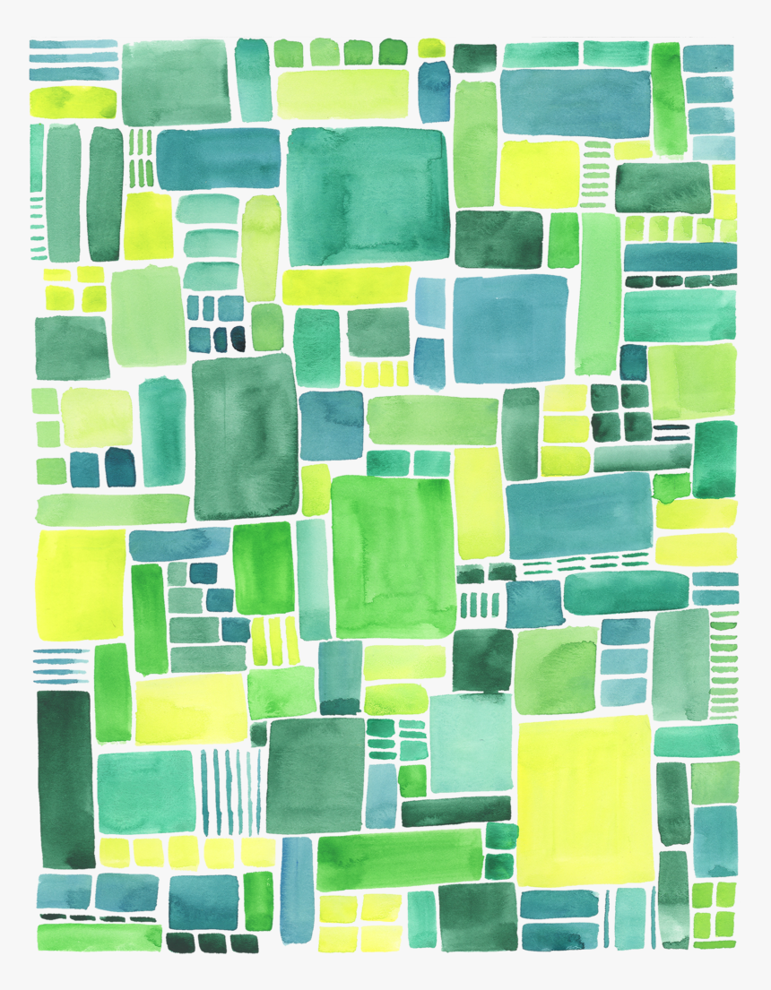 Green Pattern Geometric Watercolor Print - Tile
