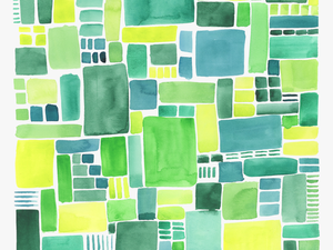 Green Pattern Geometric Watercolor Print - Tile