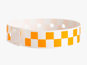 Checkerboard Neon Orange - Plastic Wrist Bands