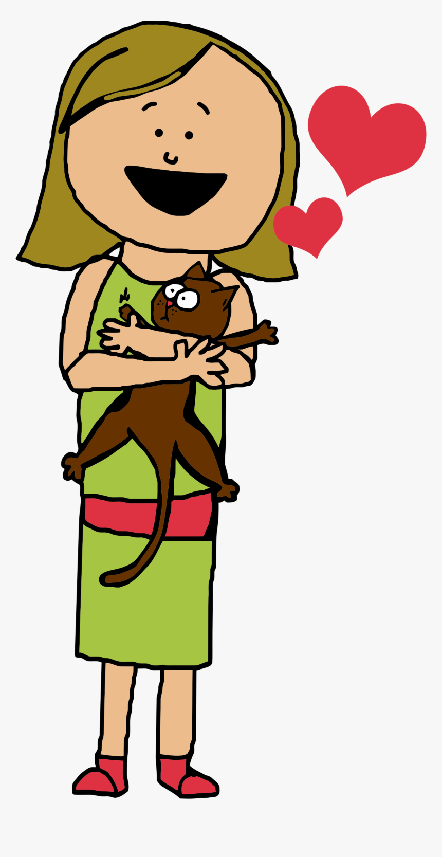 Cartoon Girl Hugging Cat Clip Ar