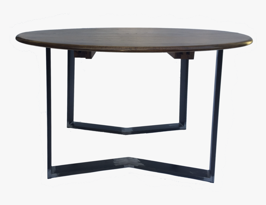 Oak 2 Leaf Dining Table With V Steel Legs Side View - Coffee Table