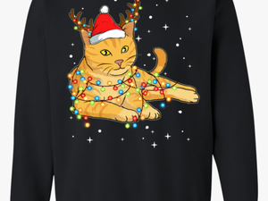 Christmas Lights Cat Wearing Santa Hat Funny Xmas Sweatshirt-vivianstores - Bmw E39 Christmas Sweate