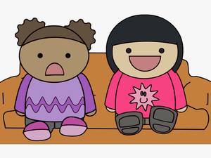 Free Two Kids Watching Tv Clip Art - Girl Watching Tv Clipart Png