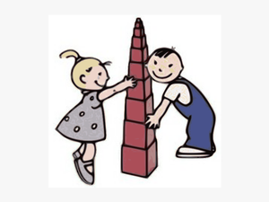 Kids Play With Pink Tower Clip Arts - Day Care