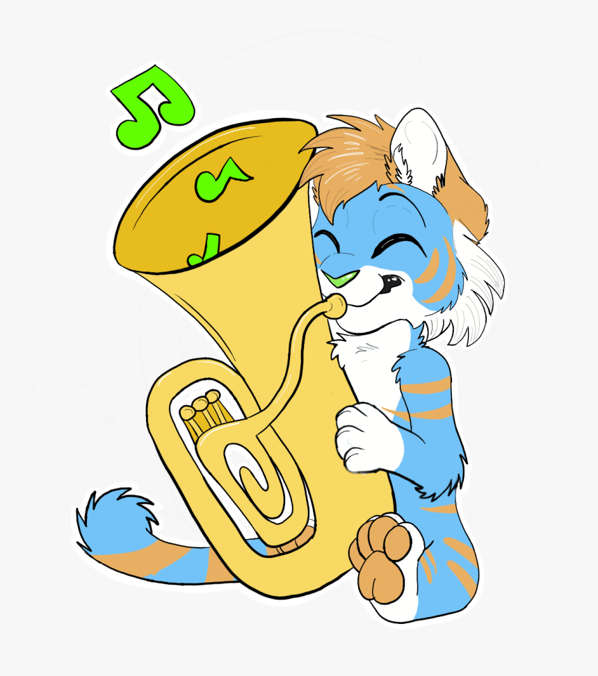 A Tuba Playing Tiger - Cartoon