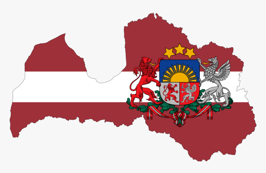 Latvia Map Flag With Stroke And 