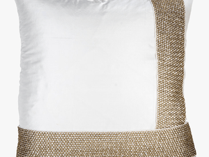 Gold Encrusted White Silk Throw Pillow - Cushion