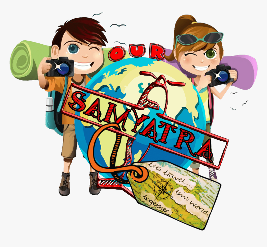 Boy And Girl Travelling Cartoon