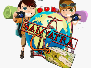 Boy And Girl Travelling Cartoon