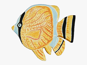 Small Free Form Ceramic Tile Of Tropical Fish In Yellow - Illustration