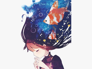 Gir Drawing Creative - Anime Girl Fish