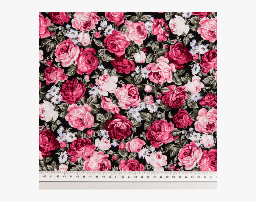 Cotton Poplin Printed Roses Dusty Pink/black - Hybrid Tea Rose