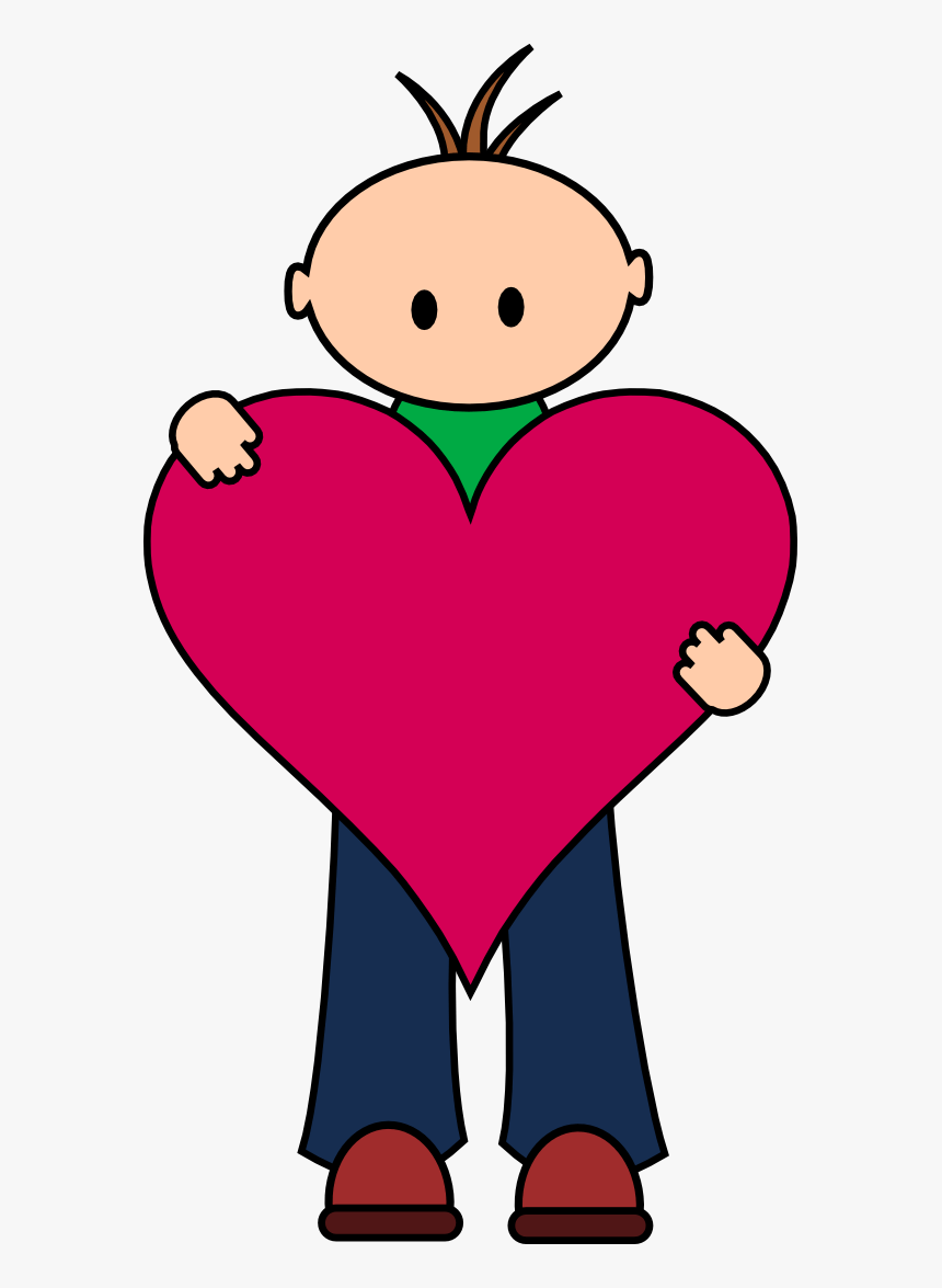 Transparent Heart Stamp Png - Boy With Heart Clipart