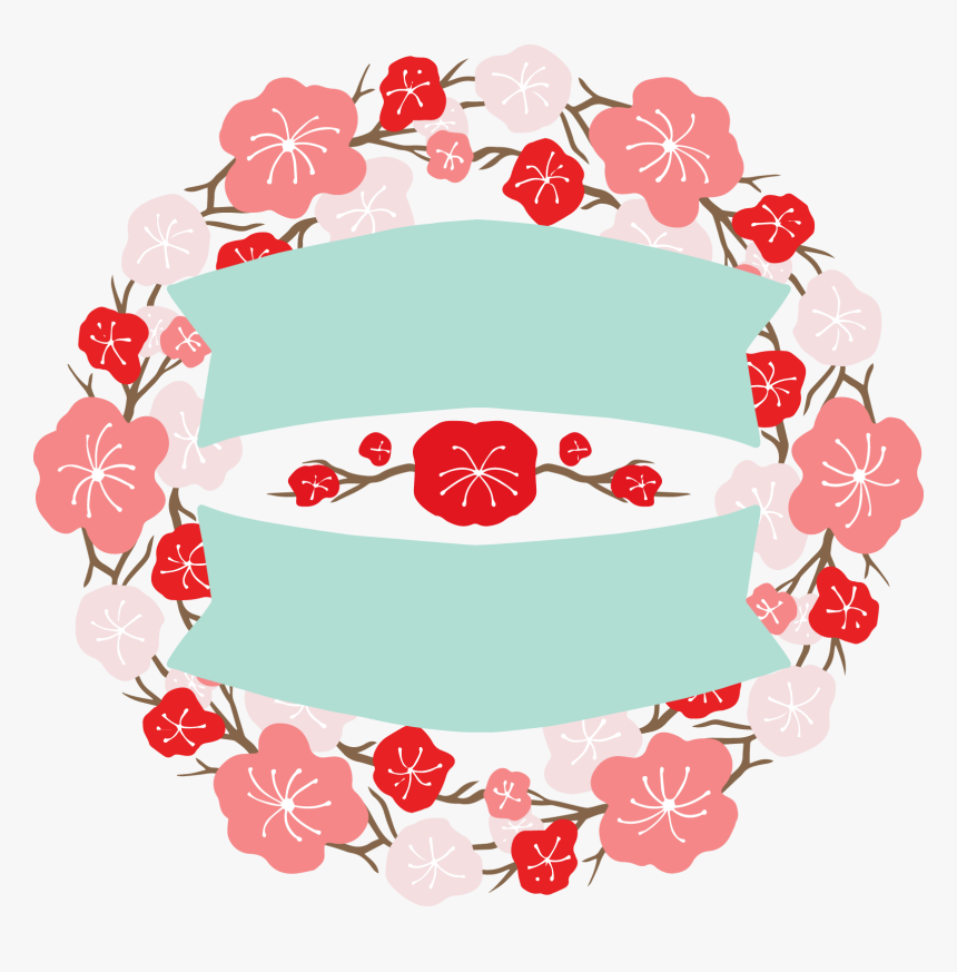 Japan Design Flower Banner Label