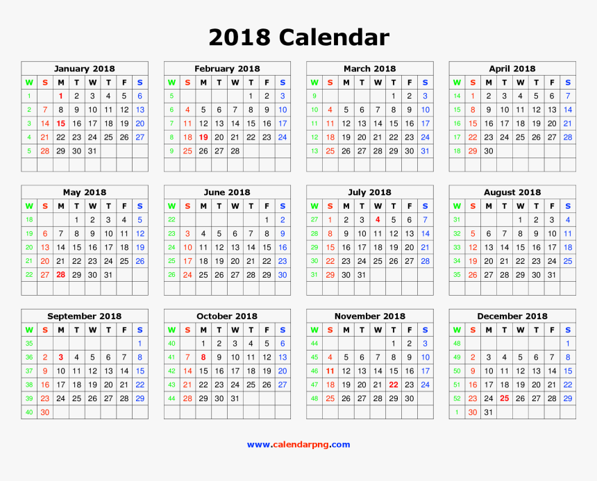 Download Calendar 2018 Png Free 