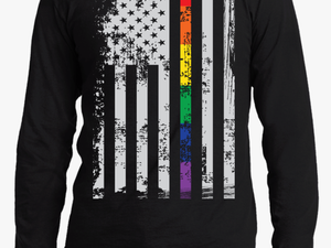 Rainbow Pride Usa Flag Strip Black Long Sleeves T Shirt - Las Vegas Raiders T Shirt