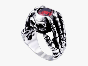 Gothic Badass Jewelry Jewellery Biker Skull Stone Ring - Gothic Red Stone Rings