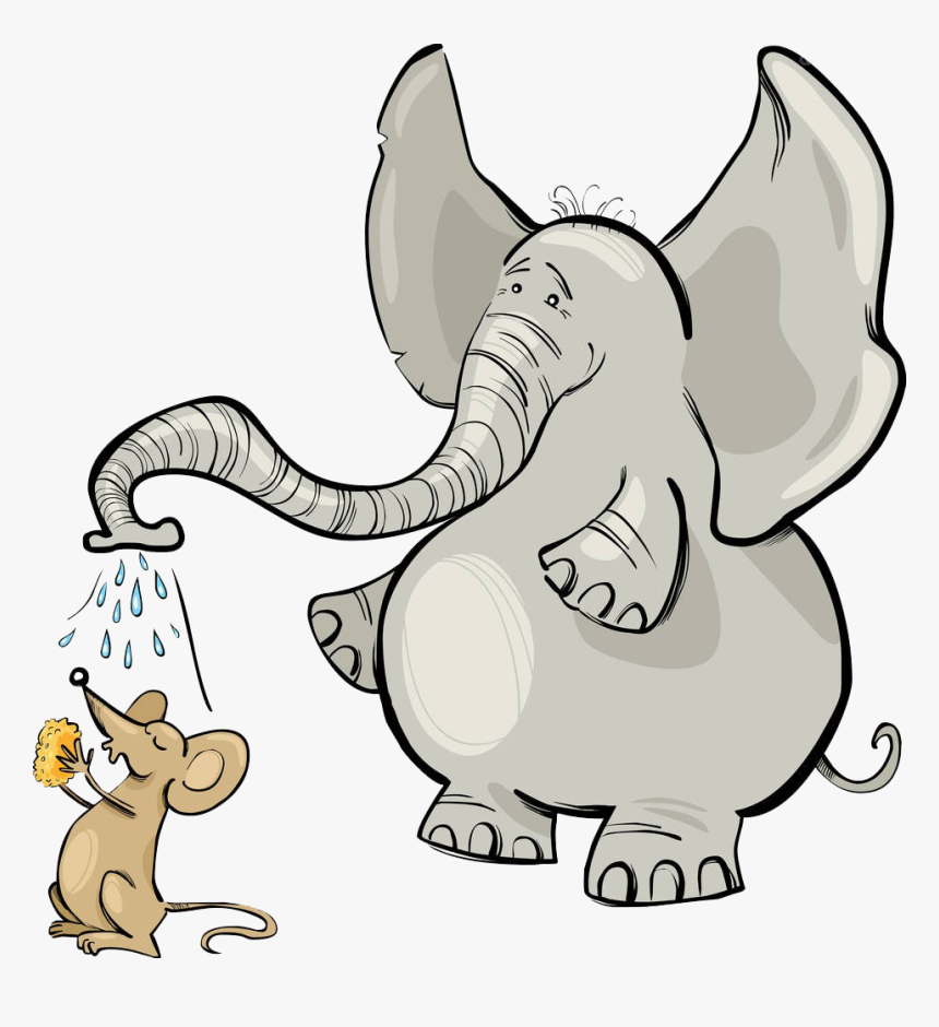Transparent Elephant Drawing Png - Mouse And Elephant Cartoon