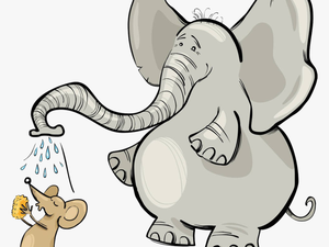 Transparent Elephant Drawing Png - Mouse And Elephant Cartoon