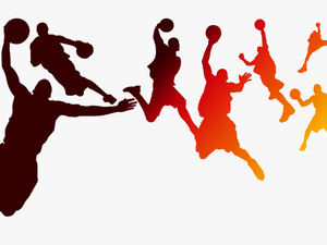 Playing Basketball Silhouette Figures Png Download - Basketball Team Png Free