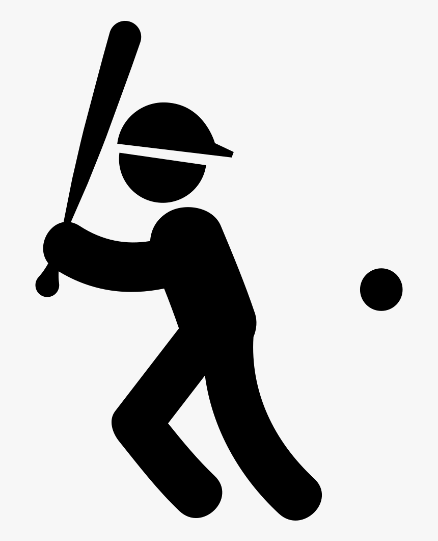 Baseball Player With Bat Ball And Cap - Playing Baseball Icon