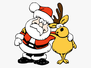 Santa And Reindeer Cartoon