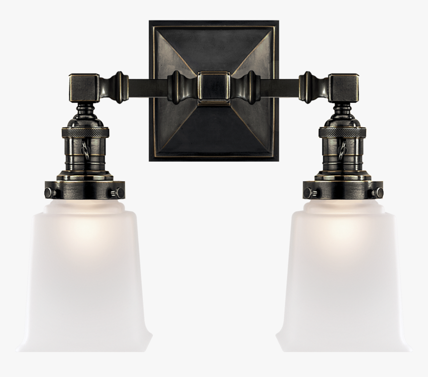 Boston Square Double Light In Bronze With Frosted Glass - Sconce