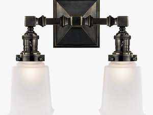 Boston Square Double Light In Bronze With Frosted Glass - Sconce