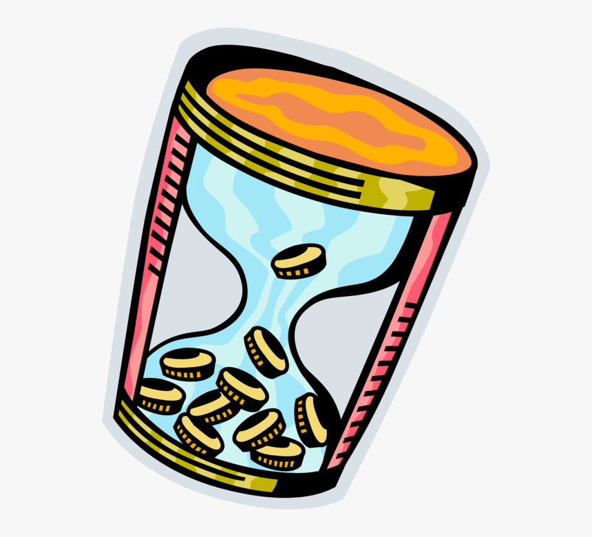 Vector Illustration Of Financial Time Is Money In Hourglass