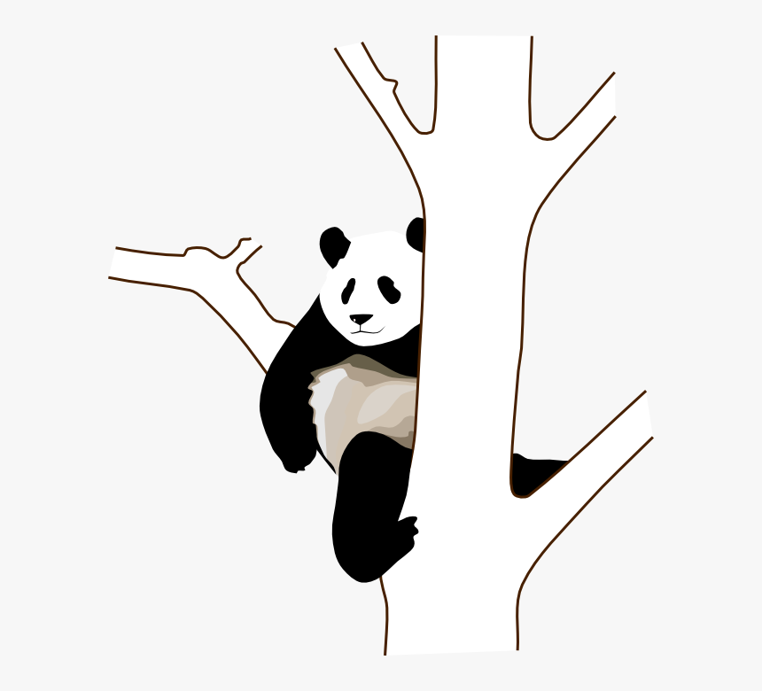 Panda On A Tree Clipart - Panda 