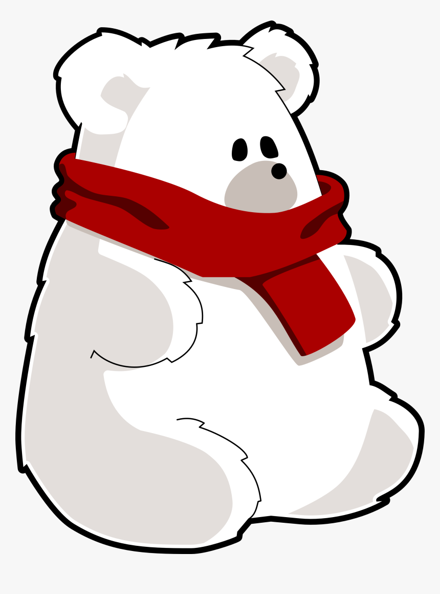 Red Christmas Scarf Png Clipart - Polar Bear With Scarf