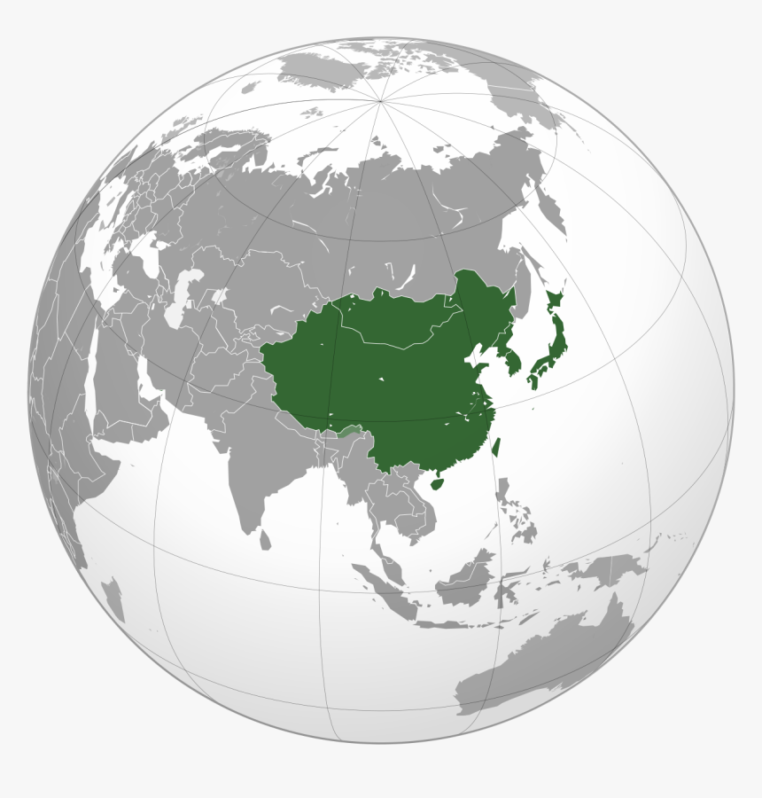 Transparent Southeast Asia Clipart - China In Global Map