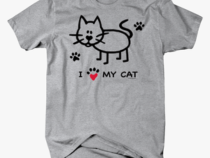 Black Cat I Love My Cat Paw Print Custom Tshirt - T-shirt