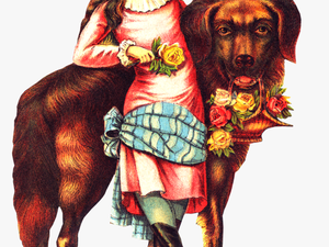 Free Victorian Girl Big Dog Clipart - Victorian Clip Art Free Dog