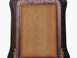 Wooden Plaque With Walnut Finish And Metal Frame - Picture Frame