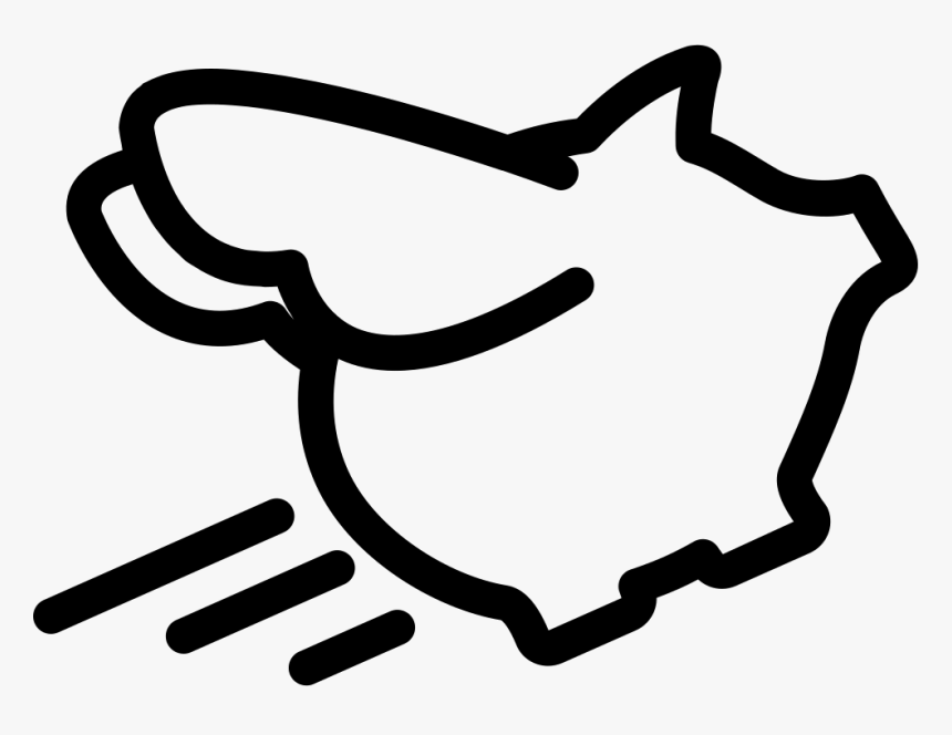 Flying Pig Outline - Pig With Wings Icon