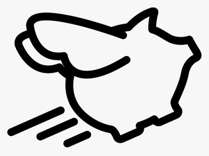 Flying Pig Outline - Pig With Wings Icon